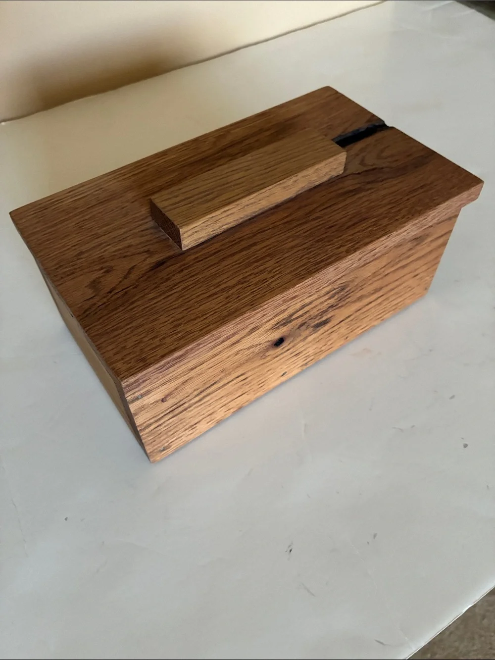 Hand Crafted Wooden Vanity Tray Box - Natural Oak Brown